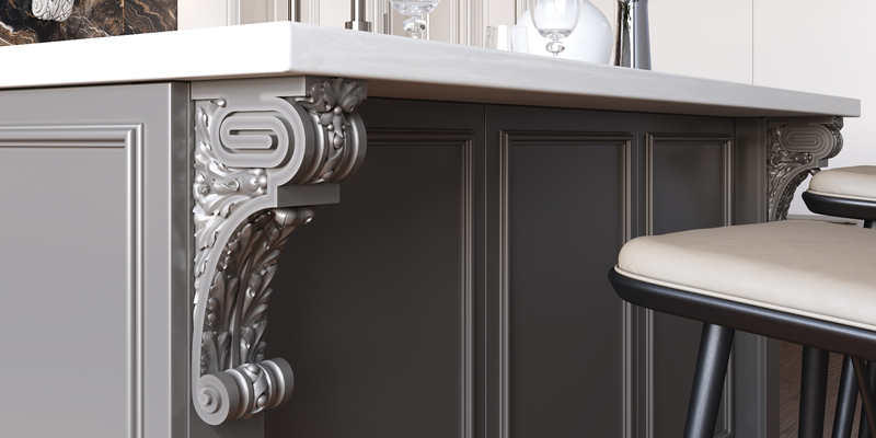 Kitchen island corbels and how to use them